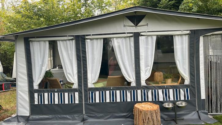 Witte voortent gordijnen 5 sets van 2 stuks, Caravans en Kamperen, Tentaccessoires, Zo goed als nieuw, Ophalen of Verzenden