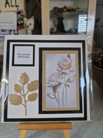 Kaartje condoleance bloemen wit met goud, Ophalen of Verzenden, Nieuw, Overige thema's