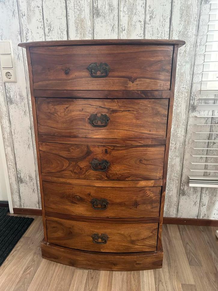 Houten Ladekast met 5 Lades, Huis en Inrichting, Kasten | Dressoirs, Gebruikt, 50 tot 100 cm, 25 tot 50 cm, Met lade(s), Overige houtsoorten