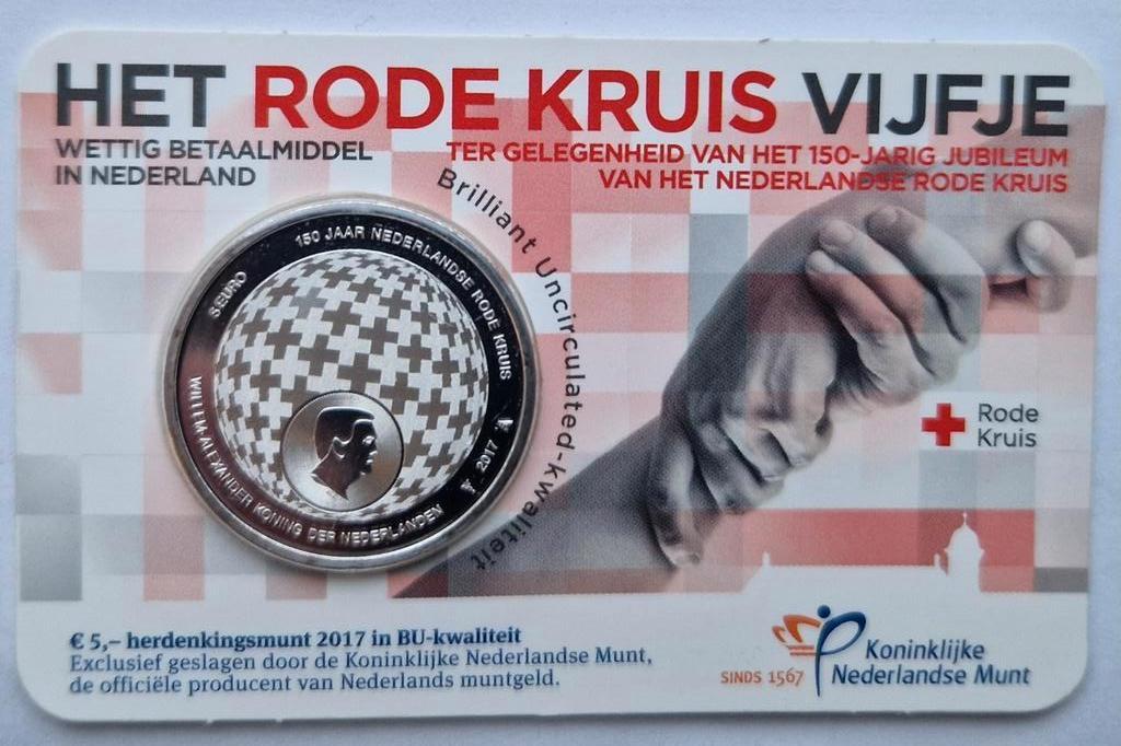 Het Rode Kruis Vijfje 2017 BU-kwaliteit in coincard, Ophalen of Verzenden, Koningin Beatrix, Euro's, Losse munt