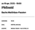 2 tickets Bachs Matthäus-Passion Eindhoven, Twee personen, Overige soorten, Overige typen