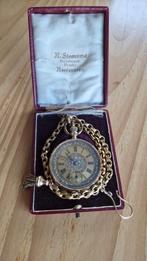 Antiek gouden zakhorloge 14 krt met ketting, Ophalen of Verzenden