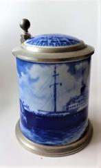 Bierkruik met tinnen deksel – Schnelldampfer Bremen (7891), Antiek en Kunst, Ophalen