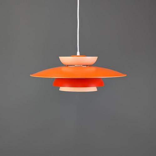 Deense Hanglamp met Oranje Tinten - Mid century modern, Huis en Inrichting, Lampen | Hanglampen, Zo goed als nieuw, 75 cm of meer