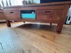 Teakhouten salontafel met opbergruimte, Ophalen, Gebruikt, 100 tot 150 cm, Teakhout