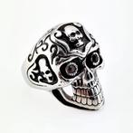 Grote Stalen Schedel Biker Ring met Rode Ogen - RVS Heren, Sieraden, Tassen en Uiterlijk, Ringen, Heer, Nieuw, Esde2, GPSR@esde2.eu