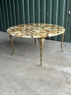 Salontafel met marmer en onyx mozaïekblad, Antiek en Kunst, Antiek | Meubels | Tafels, Ophalen of Verzenden