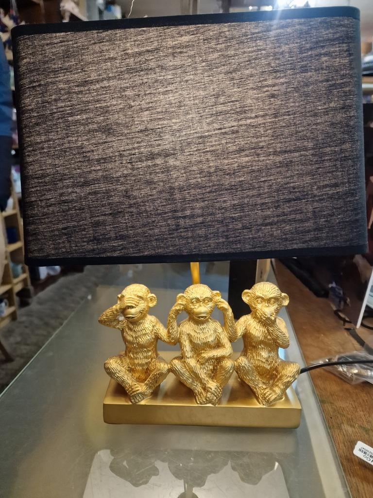 Horen, zien en zwijgen tafellamp, Ophalen, Stof, Gebruikt, Minder dan 100 cm