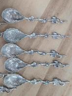 Antieke vzilvere lepeltj met druivenrank motief - Set van 10, Ophalen of Verzenden