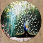 Muurcirkel Pauw met Open Veren – 80 cm – Forex, Nieuw, Ophalen of Verzenden, Info@demuurdecoratie.nl, 9076KA