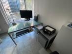 Luxe glazen design  computertafel , met zijstuk, Ophalen