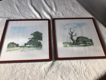 2 tekeningen van Dirk Baksteen (aquarel) beschikbaar voor biedingen