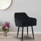 Lina® Noble - Velvet Eetkamerstoel - Zwart, Metaal, Mevsim Store, Zwart, Nieuw