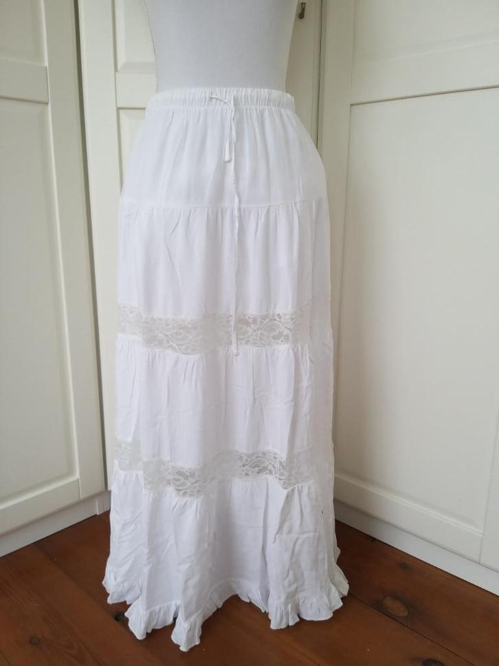 Geisha nieuwe witte hippie maxi rok met kant, maat S 36, Kleding | Dames, Rokken, Nieuw, Maat 36 (S), Wit, Onder de knie, Ophalen of Verzenden