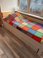 Fijn bed met onderschuifbed - 94x220 cm, Gebruikt, 90 cm, Eenpersoons, Wit