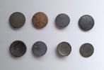 Acht 19e-eeuwse platte en schaalvormige knopen. Bodemvondst., Ophalen of Verzenden