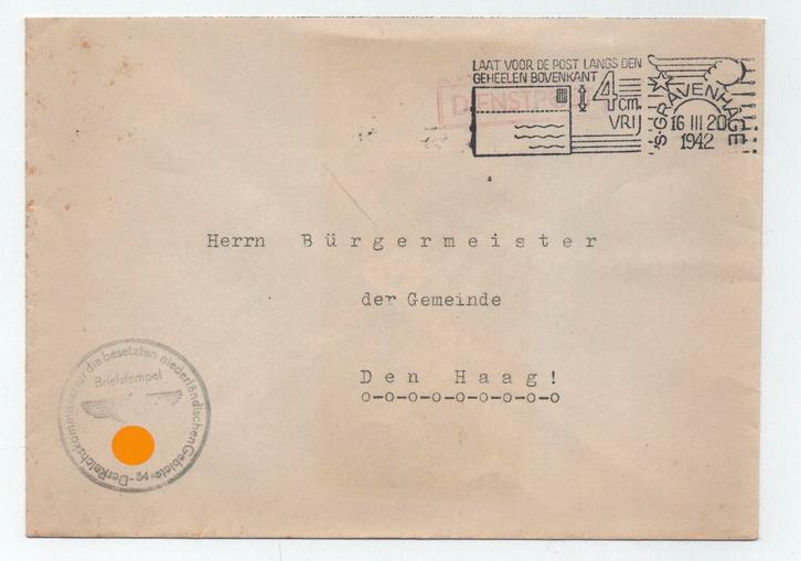 DDPN poststuk Reichskommissar Den Haag 1942, Verzamelen, Militaria | Tweede Wereldoorlog, Overige soorten, Overige typen, Nederland
