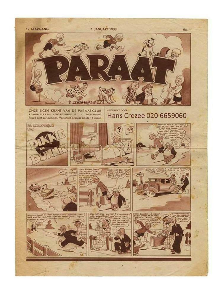 zoek oud reclame blad stripblad Paraat Onze club krant 1938, Boeken, Stripboeken, Gelezen, Eén stripboek, Ophalen of Verzenden