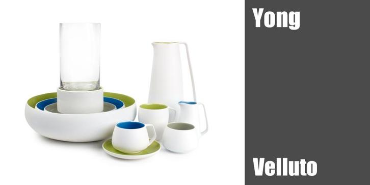 Yong Velluto, wit - grijs, nog enkele losse onderdelen, Huis en Inrichting, Keuken | Servies, Nieuw, Overige typen, Effen, Aardewerk