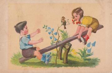 KINDEREN OP DE WIP UIT 1946 ZEER MOOIE KAART KH962 beschikbaar voor biedingen