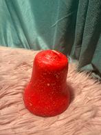 Kaars rood gouden glitters kerstklok klok kerst kerstkaars, Diversen, Kerst, Ophalen of Verzenden