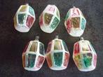 6 Antieke Kerstballen, lampions., Verzenden