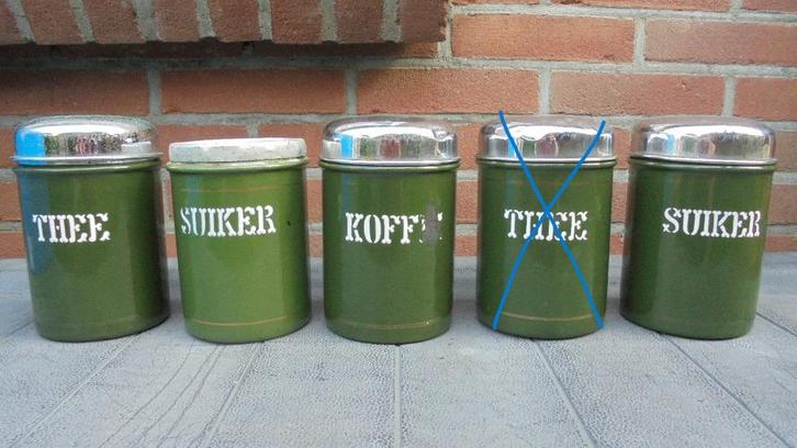 diverse donkergroen emaille bussen BK, Antiek en Kunst, Antiek | Emaille, Ophalen of Verzenden