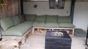 Complete tuinkussenset voor (hoek)loungebank beschikbaar voor biedingen
