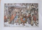 Anton Pieck - koor zingt Christmas carols in de sneeuw, 1980 tot heden, Ophalen of Verzenden, Zo goed als nieuw, Prent