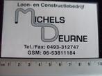 sticker Michels Deurne logo loonbedrijf constructiebedrijf, Ophalen of Verzenden, Zo goed als nieuw, Bedrijf of Vereniging