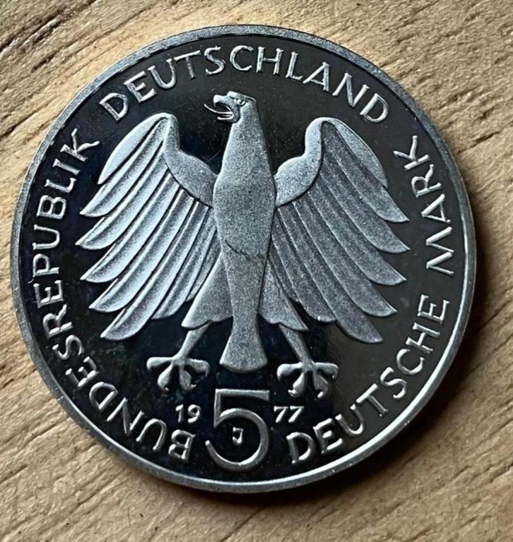 5 mark 1977 J, Postzegels en Munten, Munten | Europa | Niet-Euromunten, Losse munt, Duitsland, Ophalen