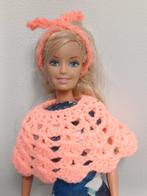 Barbie kleertjes poncho rond met haarband met knoop licht or, Nieuw, Verzenden, Barbie