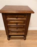 Donker eiken houten ladekastje, 4 lades, Huis en Inrichting, Kasten | Ladekasten, Ophalen, Minder dan 50 cm, Gebruikt, Eikenhout