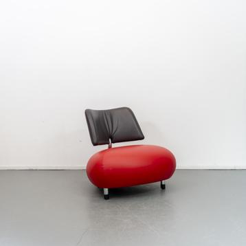 1x Leolux Pallone Fauteuil Rood/Donkerbruin - Chroom beschikbaar voor biedingen