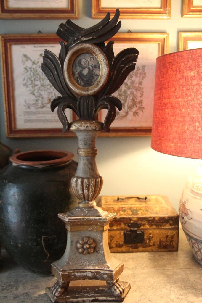 Antieke franse reliekhouder reliquaire Christoffel 18e eeuw, Antiek en Kunst, Antiek | Religie, Ophalen