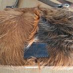 Leren Schoudertas met flap van koeienhuid, Ophalen of Verzenden, Gebruikt, Bruin, Schoudertasje