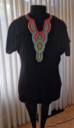 Blouse met gekleurde kraaltjes m, Ophalen of Verzenden, Gedragen, Maat 38/40 (M), Zwart