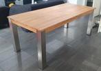 Robuuste Teak eettafel met rvs poten, Huis en Inrichting, Tafels | Eettafels, Ophalen, 200 cm of meer, 50 tot 100 cm, Zo goed als nieuw