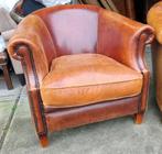 2 schapenleren club fauteuils vintage cognac + BEZORGING, Gebruikt, ., Chesterfield, Ophalen of Verzenden