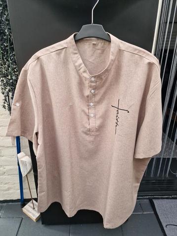 NIEUW net shirt oprolbare mouwen 4XL linnen stof beschikbaar voor biedingen