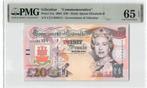 Gibraltar 20 Pounds Sterling 2004 Unc PMG 65 EPQ, Ophalen of Verzenden, Overige landen, Los biljet