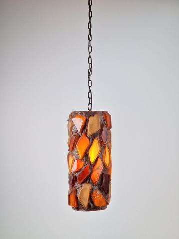 Vintage hanglamp brutalist chunky lucite glas tube '60 Rare beschikbaar voor biedingen