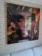 Kunstwerk met vrouwengezicht en bloemen, Ophalen