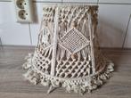 Prachtige Vintage Lampenkap Macrame Houten Knopen Franjers, Minder dan 25 cm, Beige, Rond, Gebruikt