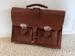 Retro leren schooltas, Sieraden, Tassen en Uiterlijk, Tassen | Schooltassen, 30 tot 40 cm, Bruin, Aktetas of Boekentas, Ophalen of Verzenden
