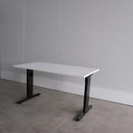 Inbus instelbaar bureau, 140x80cm, Zwart onderstel, wit,BR66, Ophalen of Verzenden, In hoogte verstelbaar, Gebruikt, Bureau