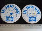 2x sticker ik hou  van flora catty logo kat hond poes, Verzamelen, Verzenden, Zo goed als nieuw, Merk