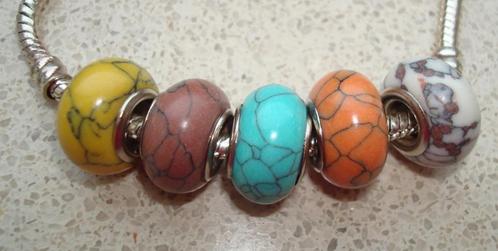 Set van 5 bedels met natuursteen, Sieraden, Tassen en Uiterlijk, Bedels, Nieuw, Overige merken, Overige materialen, 4 bedels of meer