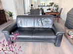 Zwarte leren bank - Tweepersoons, Huis en Inrichting, Banken | Bankstellen, Ophalen, Gebruikt, 150 tot 200 cm, Tweepersoons