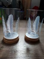 2 mooie windlichten met veertjes, Overige materialen, Overige kleuren, Nieuw, Ophalen of Verzenden
